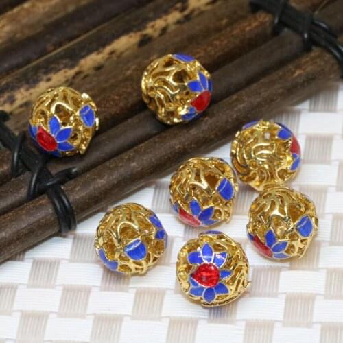 14mm wholesale price 10pcs round beads cloisonne accessories ball spacers diy women & men bracelets & necklace jewelry B2380