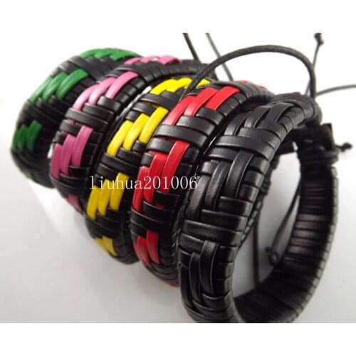 25 pcs Mix Fashion Jewelry Soft LEATHER Hand-woven BRACELET