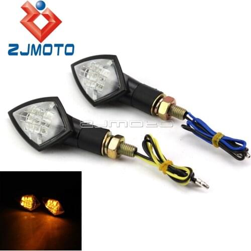 2x Black Universal Motorcycle Amber LED Turn Signals Sport Street Bike 8mm