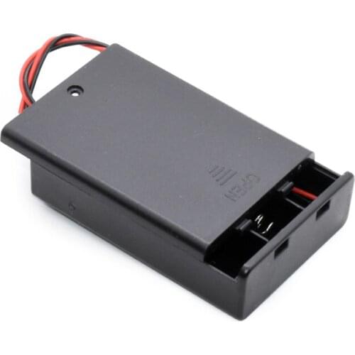 3 x 1.5V AA Batteries Storage Box Case 3 Slots DIY 2A AA 4.5V Battery Black Plastic Clip Holder Cover With Wire Leads