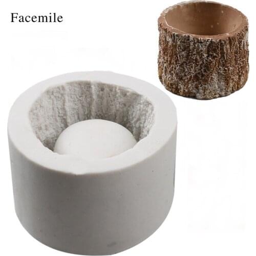 3D Tree Stump Cement Vase Succulents Flower Pot Silicone Mold Plant Pot Mould Cake Decorating Tools Candle Craft Home Decoration
