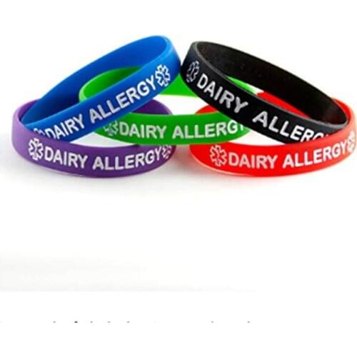 50pcs Dairy Allergy wristbands Medical alert awareness Silicone Bracelet Wristbands