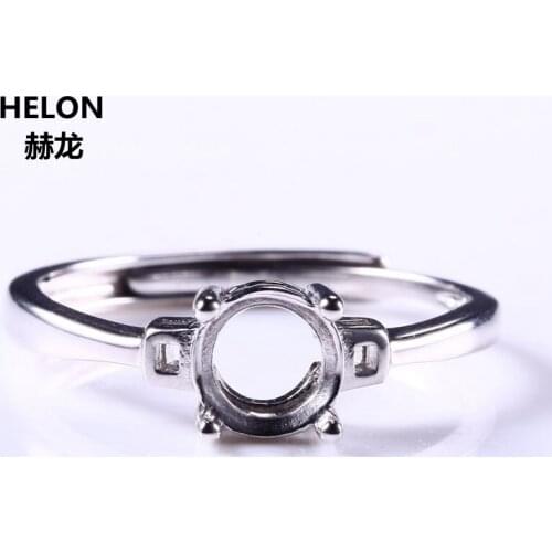 6x6mm Round Cut Semi Mount Engagement Wedding 925 Sterling Silver White Gold Color Setting Fine Jewelry Women Classic