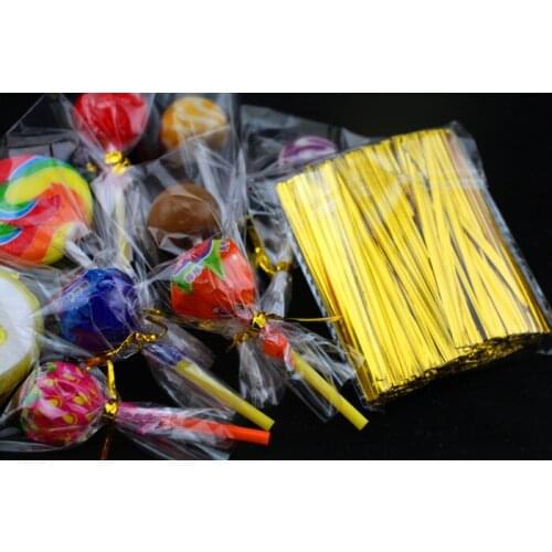800pcs/lot 8CM Colourful Polka Dot Wire Metallic Twist Tie Bakery Lollipop Packing Gift Ribbon for DIY Baking Free Shipping