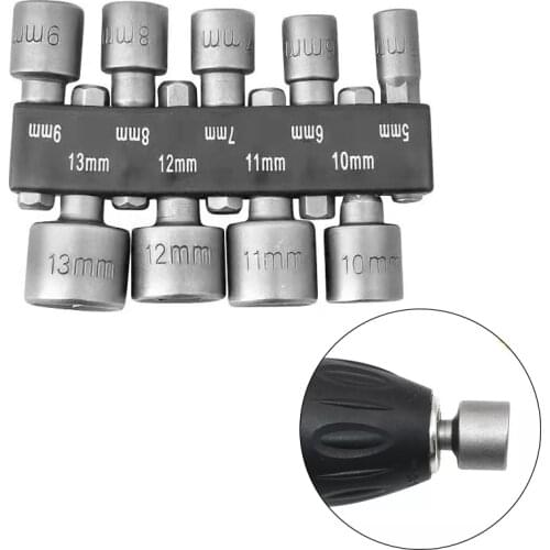 9pcs/set 5mm-13mm Hex SocketS Sleeve Nozzles Nut Driver Set Screwdriver Set Schroevendraaier Set Bits Sets Professional Tools