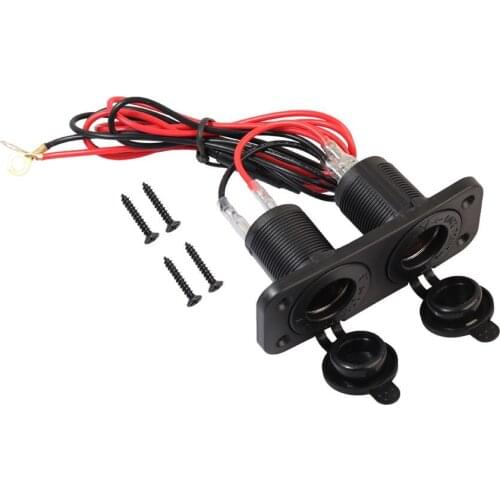 Motorcycle Car Charger Lighter Double Female Socket Kits with 1m Cable