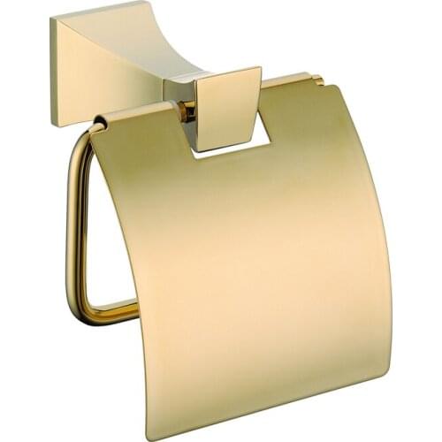 FREE SHIPPING brass square design roll holder with cover toilet paper holder
