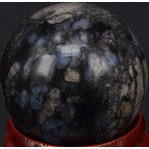 Free Shipping Natural Stone Gemstone 30MM Blue Opal Fossil Sphere Crystal Ball Chakra Healing Reiki Carving Crafts With Stand