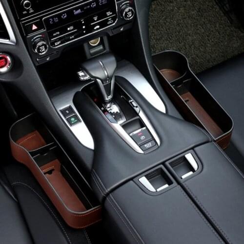 652F Driver Side Car Filler Leather Console Side Pocket Car Seat Pocket Organizer Cat
