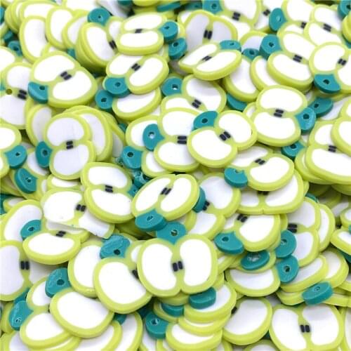 20Pcs/lot 20mm Green Ppple Beads Flakes Clay Beads Polymer Spacer Beads For Jewelry Making DIY Bracelet Hairpin #A89-5