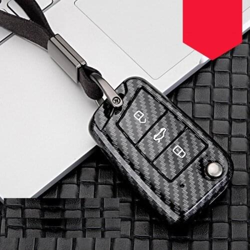 Carbon fiber ABS Car Key Case Cover For Volkswagen Polo Golf 7 Tiguan For Skoda Octavia Kodiaq Karoq For SEAT Leon Accessories