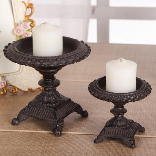 Four-corner Candle Holders Cast Iron Handicrafts Art Classical Old Candle Holders Retro Home Decoration Wedding