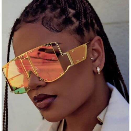 European and American Street Shooting One Piece Sunglasses 2021 New Sunglass Punk Style Metal Big Frame Trendy Sunglasses