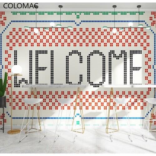 Colomac Custom Hong Kong Style Shopping Mall KOL Background Wall Creative Text Tile Wallpaper Mosiac Mural Drop Shopping