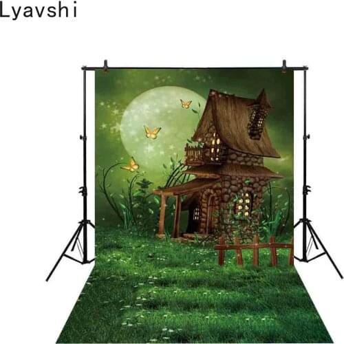 Lyavshi photography background fantasy wonderland little fairy house green meadow butterflies background photography backdrop