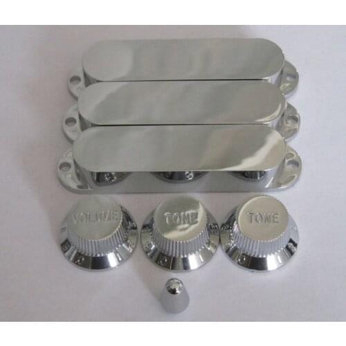 Chrome Closed ST Pickup Covers w/ Guitar Knobs and 5 Way Switch Tip