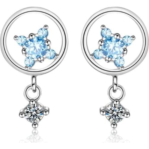 Exquisite Sweet Round Star Zircon Earrings For Women Trend Creative Party Gift Jewelry Accessories SAE339