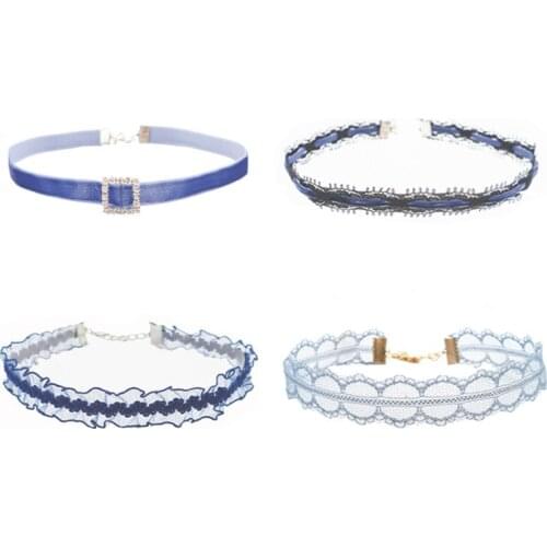 Korean Fashion Velvet Choker Necklace for Women Gril Sexy Lace Lace Strip with Pendants Gothic Girl Neck Jewelry Accessories