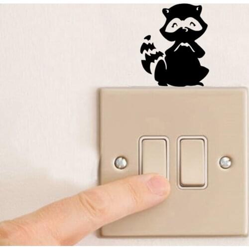 Creative Cute Raccoon Switch Sticker Decal JDM Funny Animal Vinyl Wall Sticker 2WS0417