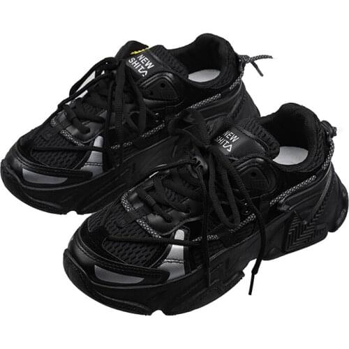 Chunky Platform Sneaker Women Casual Mesh Upper Lining Walk Sneakers Breathable Comfortable Lace-Up Sport Shoes Female