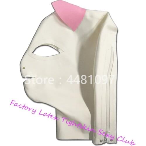 Latex Mask Rubber Unisex Hood Cosplay Cat woman Back Zipper Rubber Fetish Cosplay Mask Latex Headgear Customized XS-XXL