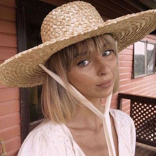 Summer Custom Hat New Pattern Handmade Nature Straw Hat For Women Wide Brim Cape Bucket Hat Travel Sun Hats Sombreros De Vaquero