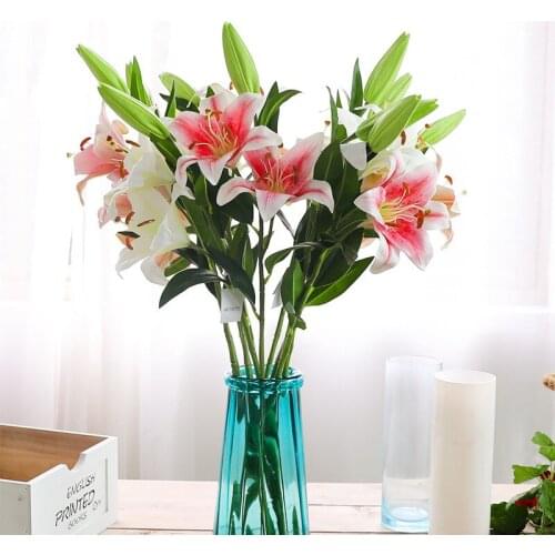 Lily silk cloth artificial flower wedding decoration DIY wreath gift decoration home craft plant fake flower