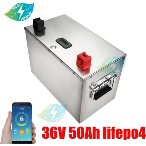 36V 50ah lifepo4 lithium battery with BMS for 2000w 1000w Bike scooter boat golf cart inverter+10A charger