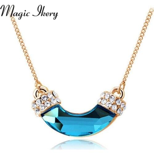 Magic Ikery Fashion Jewelry Gold Color Austrian Crystal Trendy U Pendants Necklaces Wholesales for women MKY4473
