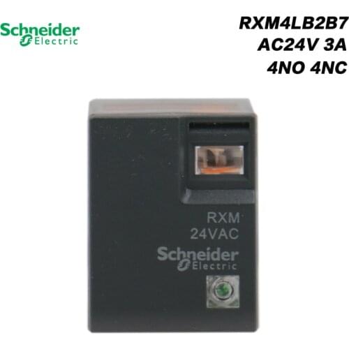 Schneider Electric 24VAC 3A Coil Mini Small Relay LED 14 Needles Pin 4NO4NC RXM4LB2B7 Intermediate Relay Low Power Relay 3A 4C/O