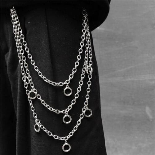 Fashion Punk Hip-hop Trendy Metal Belts Waist Chain Male Pants Chain Men women Jeans Silver Metal Clothing Accessories