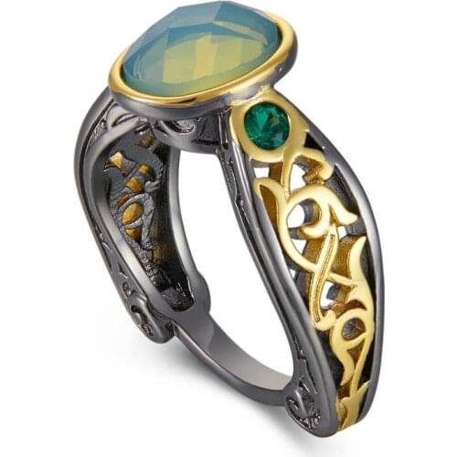 Trendy Oval Green Zirconia Rings for Women Solitaire Wedding Ring Craft Band Vintage Wedding Jewelry Hot Pick