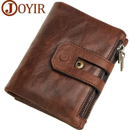 JOYIR Men Genuine Leather Wallet Coin Purse Men Wallets RFID Card Holder Male Wallet Small Wallets For Men Portomonee