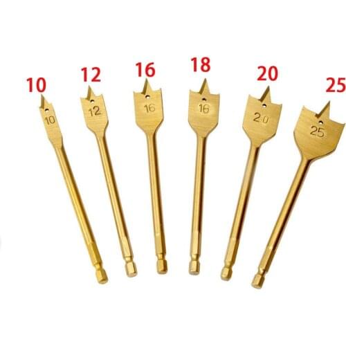 6PCs Wood Drill Bit Set Hole Saw Cutter Woodworking Tools for Wood Gold Titanium