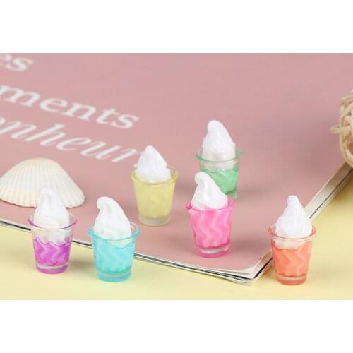 New 10pcs 1/12 Dollhouse Miniature Pretend Food Candy Color Ice Cream Cup Drink For Dollhouse Decals