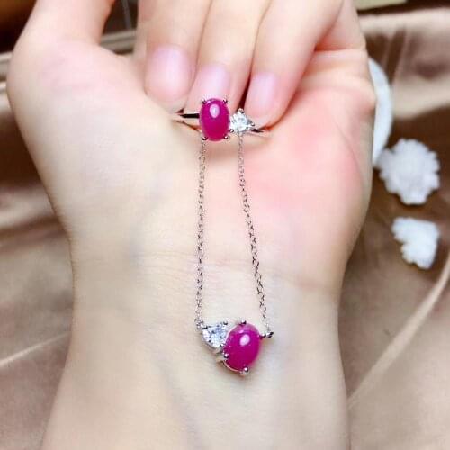 New Arrival Natural and Real Ruby jewelry set Natural Real Ruby925 sterling silver 1pc pendant,1pc ring