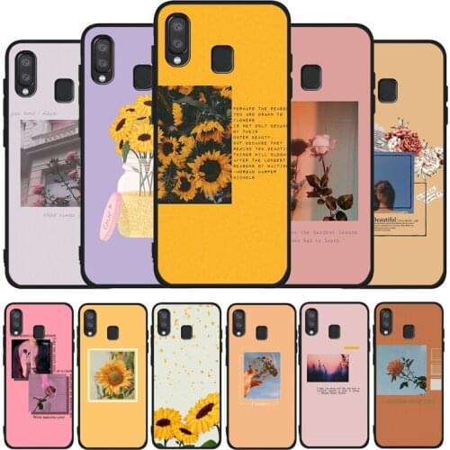 Great art prints flowers Sunflower Rose Black Phone Case For Samsung Galaxy A71 A51 A41 A31 A20E A10 A20 A40 A50 A70 M30S M20