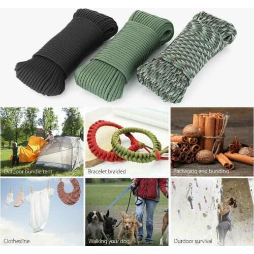 550 Paracord Parachute Cord Lanyard Tent Rope Guyline Mil Spec Type III 7 Strand 100FT For Outdoor Hiking Camping