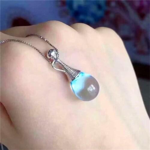 Uxurious huge gemstone pendant 10*14mm 100% natural sky blue topaz necklace pendant solid 925 silver topaz pendant