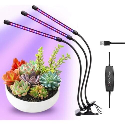 Grow Light Tri Head LED Plant Lights 30W Full Spectrum Timing Dimmable Brightness for Indoor Plants