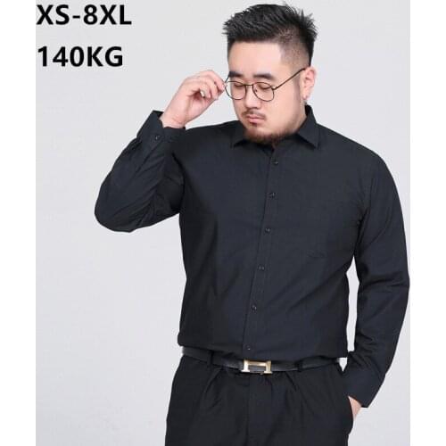 High Quality Shirts For Men Dress White Black Mens Shirt Long Sleeve Formal Office Business Plus Size 5XL 6XL 7XL 8XL Blouse