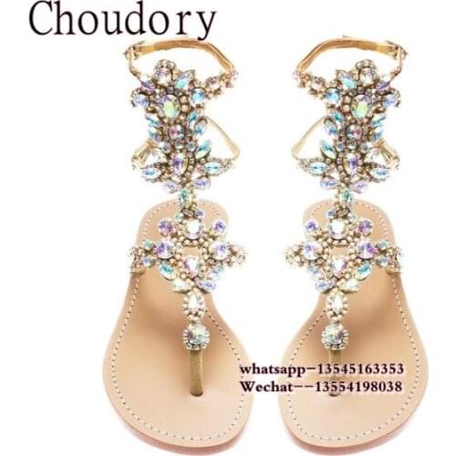 Women sandals comfort flat sandals Rhinestone Flip Flops women summer fashion beach sandals women casual shoes Size 35-43