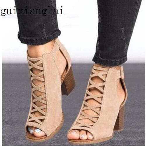 2019 Fashion Women Sandals Summer New Hot Female Fish Mouth Exposed Toe High-Heeled Sandals Romanesque Ladies Shoes