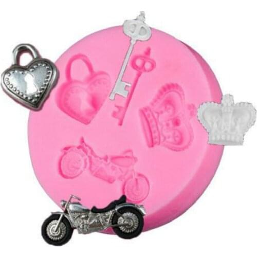 Heart Motorcycle Key Crown Cake Mold Silicone Fondant Soap Mold Cake Decorating Tools Kitchen Silicone Forms BakewareTools