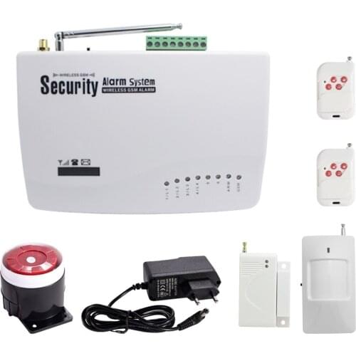 1 Set Home Security GSM SMS Alarm System Put In SIM card arming disarming by cellphone Wireless Door open alarm smoke sensor