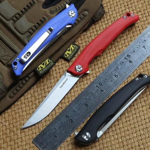 Nimo knives RUNENES Flipper folding knife 9Cr18mov Blade ball bearings G10 handle outdoor hunting Camp survival Knives EDC tools