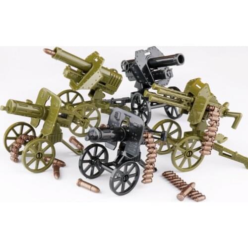 Compatible Mlitary Machine Gun Building Blocks WW2 Army Soldier Weapon Bullet Maxim Guns Model Construction Bricks Toys Children