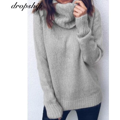 Sweater Long Sleeve Top Turtleneck Knitted Sweaters For Women Pullovers Stitching Warm Solid Color Fall Winter