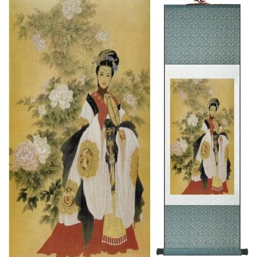 Traditional Chinese pretty girls painting Home Office Decoration beautifull women painting041010
