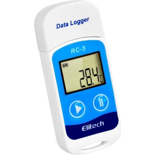 Elitech RC-5 Temperature Data Logger High Accuracy USB Data Recorder 32000 Points LCD IP67 Waterproof Industrial Data Loggers